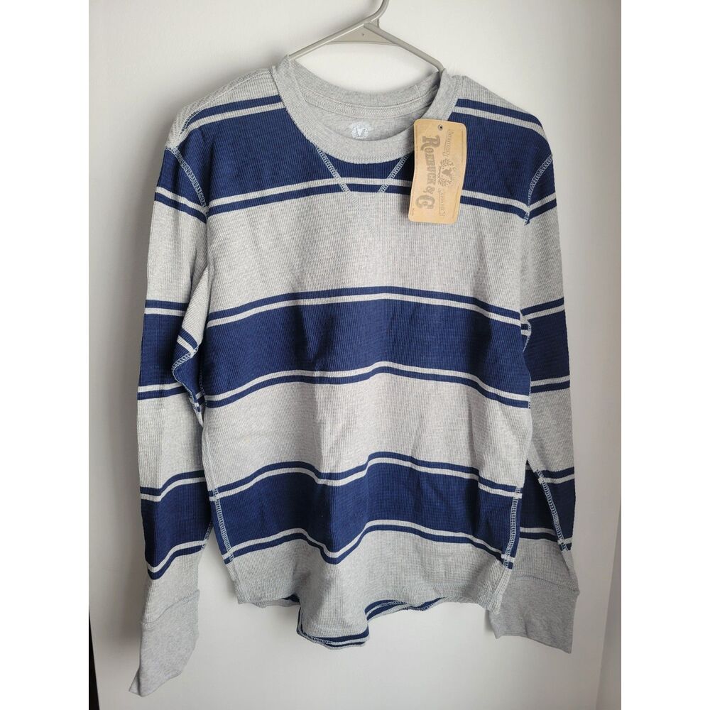 NWT Roebuck & Co Medium M Striped Thermal Crew Long Sleeve Top